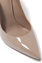 حذاء كلاسيك ديكو إيفي جلد لامع بتصميم متموج وكعب عالي مقاس 100 مم